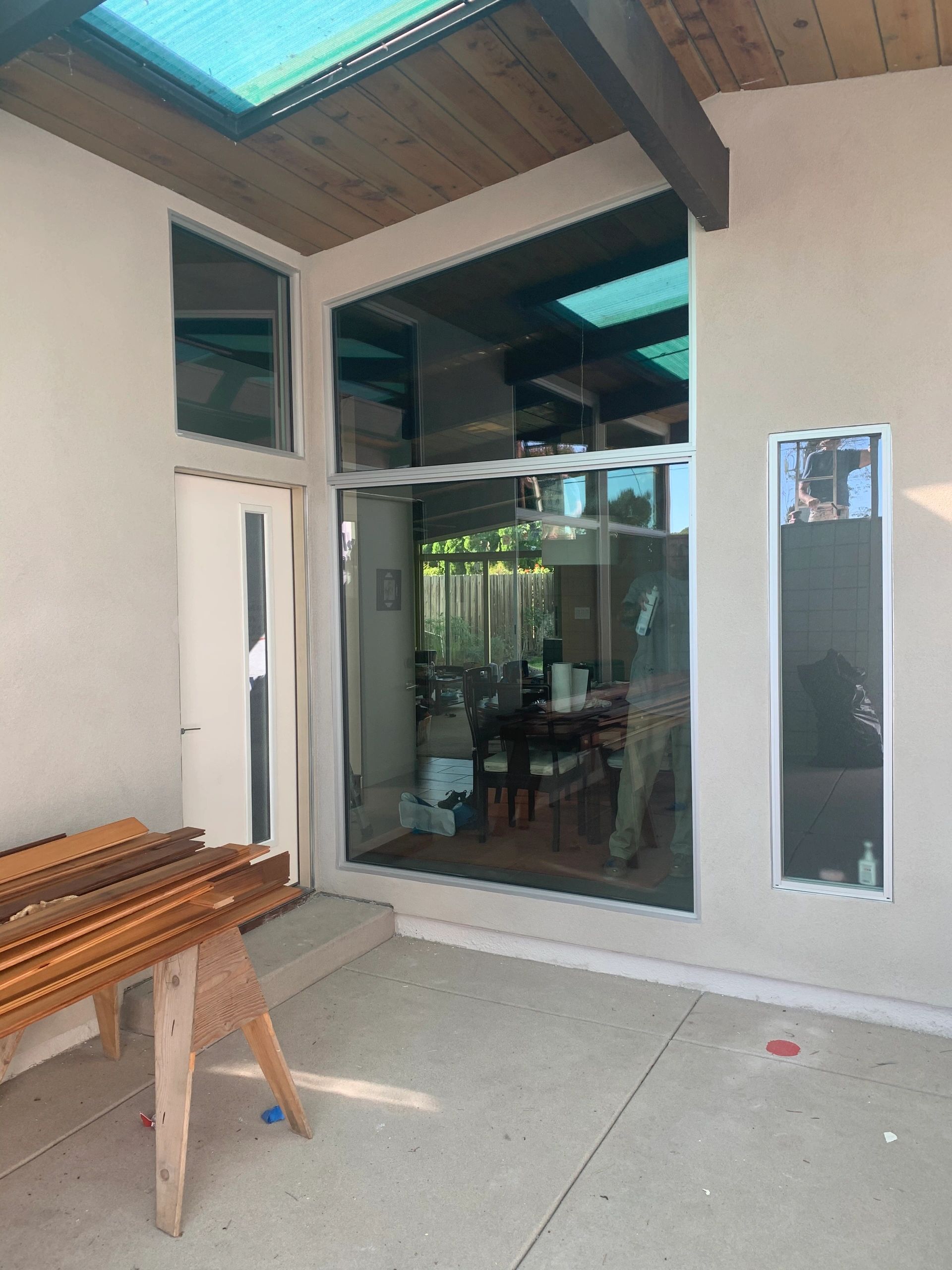 Residential home exterior with windows installed