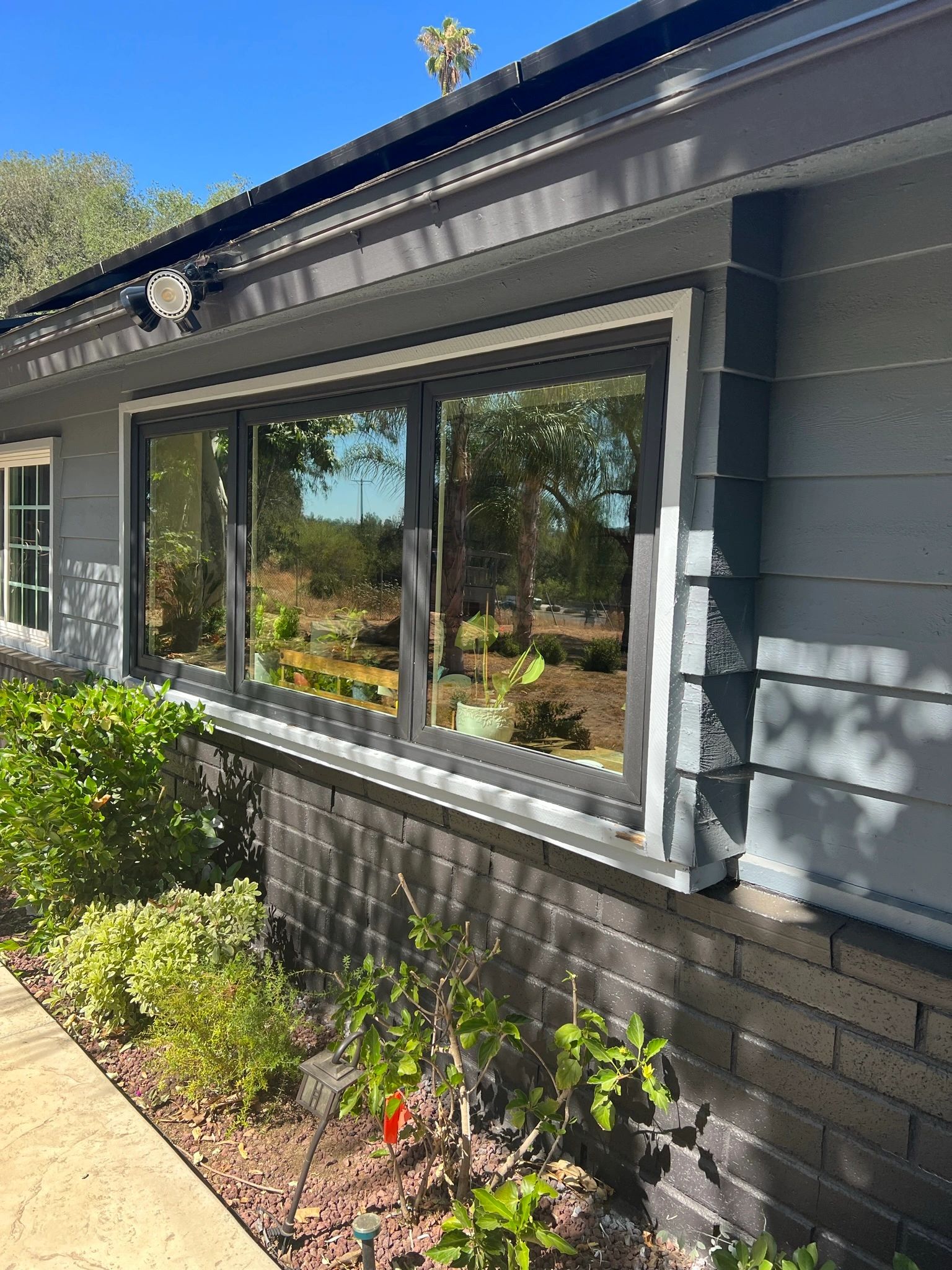 Contemporary home with black framed windows